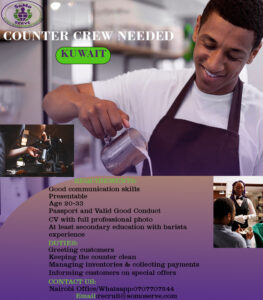 COUNTER CREW NEEDED